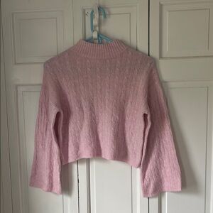 Pink Cable Knit Women's Sweater